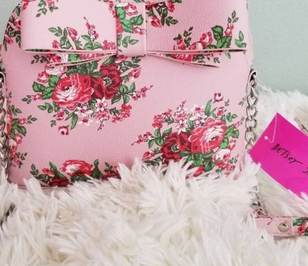 Betsey Johnson pink floral crossbody